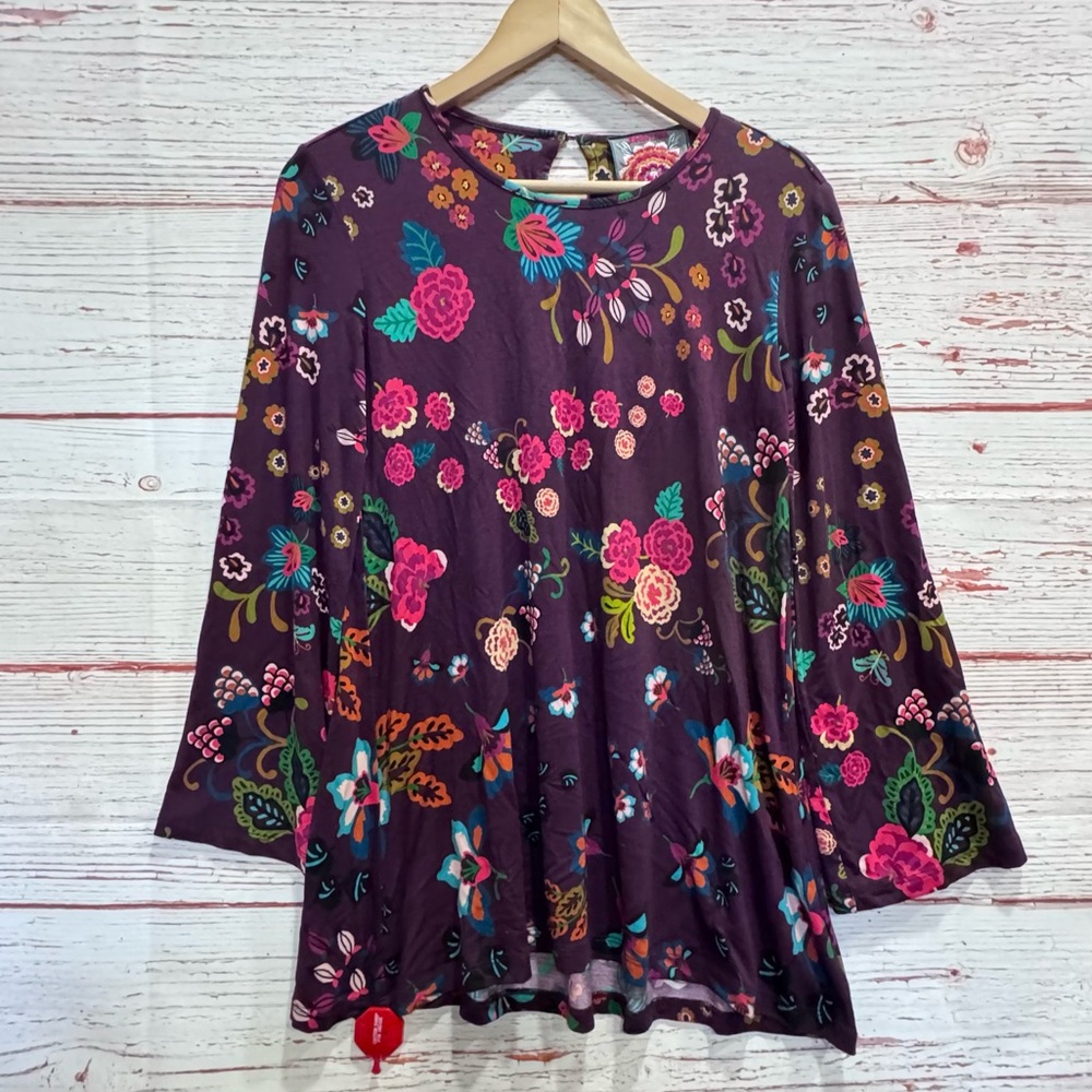 NWT Johnny Was The Janie Favorite High Neck Swing Tunic in Multi Floral Sz XXS - Picture 3 of 12